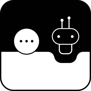 Kare düzeninde en az sohbet robotu simgesi ve daktilo noktaları. Sohbet arayüzleri, mesajlaşma, yapay zeka asistanları, dijital iletişim ve ilgili UX tasarımı için sevimli ve temiz görsel.