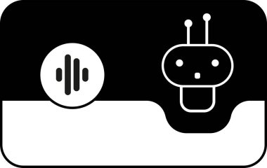 Geniş bir planda ses sinyali olan sevimli yapay zeka sohbet robotu simgesi. İletişim, destek, ses tabanlı etkileşim, UI elemanları, geribildirim araçları veya dijital ses asistanı tasarımı için ideal.