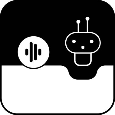 Geniş bir planda ses sinyali olan sevimli yapay zeka sohbet robotu simgesi. İletişim, destek, ses tabanlı etkileşim, UI elemanları, geribildirim araçları veya dijital ses asistanı tasarımı için ideal.