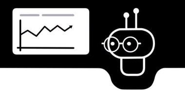 AI, KI Chatbot, Statistics with Chart Elements, Landscape MOV Alpha: Minimal AI, KI chatbot animation with data chart elements. Transparent background for overlays in dashboards, analytics, UI reports and smart communication visuals.