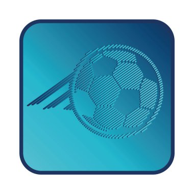 Kara düğme tabanında okyanustan esinlenilmiş minimum vektör futbol topu. İhracat, uygulama, web simgeleri veya enerjik spor markaları için parlak ve modern ideal.
