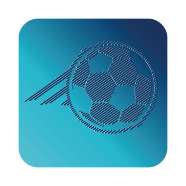 Açık mavi düğmeli ve okyanus eğimli parlak futbol topu. Uygulamalar, gençlik sporları, web arayüzleri ve yeni markalaşma görselleri için minimal ve modern vektör simgesi.