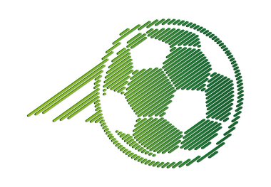 Yeşil alan eğimine sahip minimum futbol topu simgesi. Temiz ve parlak vektör sembolü, eko-temalı spor tasarımı, gençlik görselleri veya çerçevesiz UI varlıkları için mükemmel.