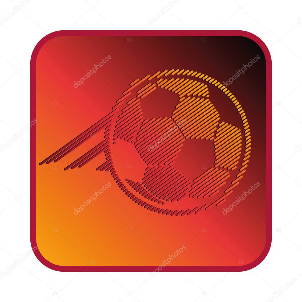 Soccer ball icon with a rich warm gradient and dark button base. Glossy vector style, perfect for sports branding, gaming assets, event visuals or app icons.