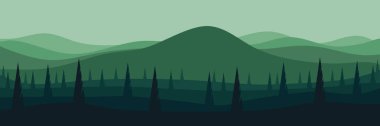Ormanlı ve ağaçlı dağlar. vektör