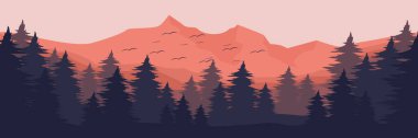 vektör illüstrasyonu, dağ ve ağaçların arka planı