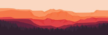 güzel dağ ormanı manzara vektör çizimi tasarımı