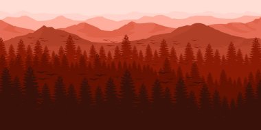 Kızıl Ormanlı güzel bir manzaranın vektör çizimi