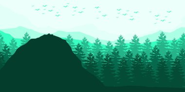 kuşlar dağ manzarası