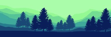 orman ve dağ vektör illüstrasyonu.