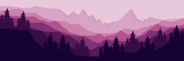 Güzel dağlar ve orman. Soyut arkaplan. vektör illüstrasyonu.