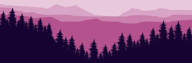 mor dağlar manzara vektör arkaplanı