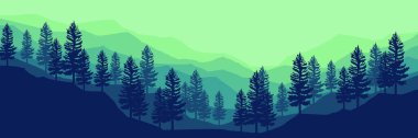 Ormanlı dağların vektör çizimi