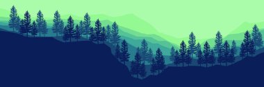 Dağlardaki bir ormanın vektör çizimi