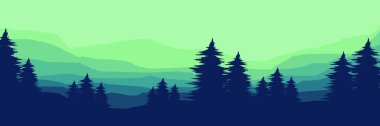 Dağların ve ağaçların arka planının vektör çizimi