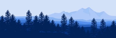 Kış ormanlarındaki dağların vektör çizimi