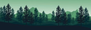 Ormanlı ve ağaçlı bir arka planın vektör çizimi