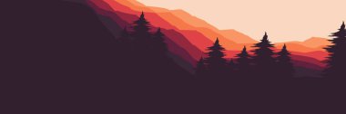peyzaj günbatımı dağ manzarası reklam, arkaplan, duvar kağıdı, arkaplan şablonu, tasarım şablonu, cep telefonu uygulamaları ve fon tasarımı için vektör çizimi