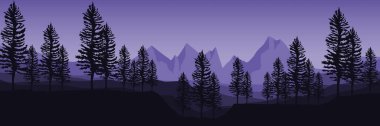 Dağlarda ağaçların olduğu bir arkaplanın vektör çizimi