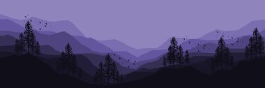 Mor renkte vektör dağ ormanı