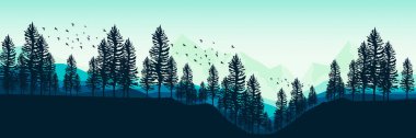 Orman manzarası. dağlar, orman ve ağaçlar
