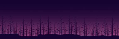 Geceleri bir ormanın silueti. vektör illüstrasyonu