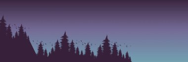 Geceleri orman ağaçlarının silueti