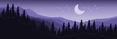 Ay ve yıldızlı dağların çizimi