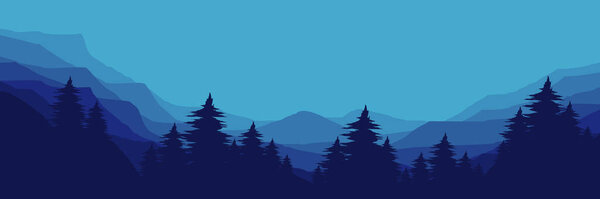 abstract backdrop in mountains, trees and hills