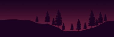 Ormandaki soyut siluetli ağaçlar.