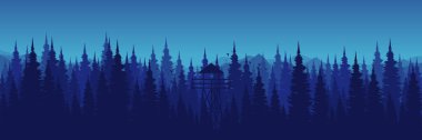 Koyu mavi orman arka planı. vektör illüstrasyonu.