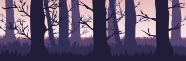Ağaçlı karanlık orman siluetleri