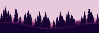 Arka planda ağaçlar olan orman silueti, vektör tasarımı, illüstrasyon