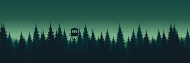 Karanlık orman ve ağaçlar. vektör illüstrasyonu