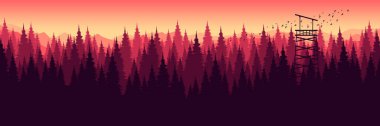 Bir ormanın dikey arka planına sahip vektör illüstrasyonu