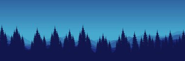 Ormandaki ağaçların silueti, vektör çizimi