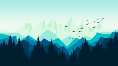 Bir dağ manzarasının vektör çizimi