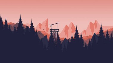 Vektör yatay, Dağları ve ağaçları