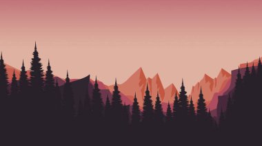 Ormandaki dağlarla soyut bir arkaplan