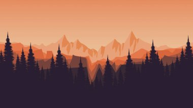 vektör dağ orman manzarası arka planı