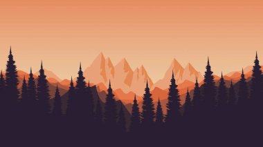 Dağlı ormanda güzel bir gün batımı