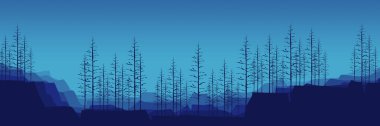 Orman ağaçları siluetleri, vektör çizimleri