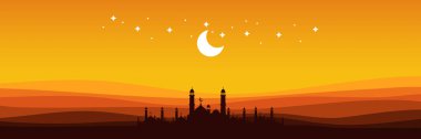 raamadan Mübarek cami silueti arka plan vektör tasarımı