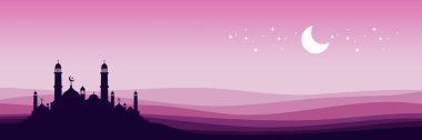 Ramazan kareem arkaplan vektöründeki cami ve ay
