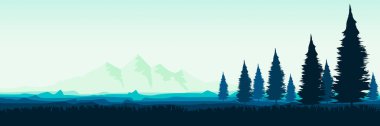 orman ağaçları ve dağlar vektör illüstrasyon tasarımı