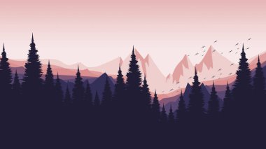 Orman ve dağlar manzara vektörü sanatı