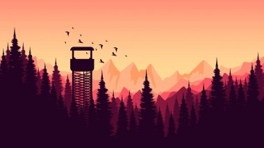 Ormandaki bir kuşun vektör çizimi