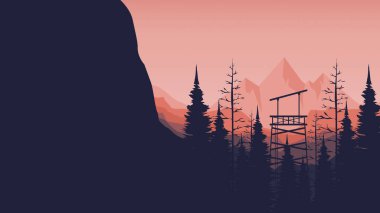 Dağlarda kamp çadırı ve orman