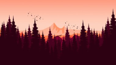 Dağ ve ormanın vektör çizimi