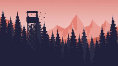 Dağ silueti ile vektör illüstrasyonu